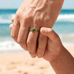 Personalised Sea Turtle Sterling Silver Ring with 1-8 Small Birthstones Dainty Jewellery Mother's Day Birthday Anniversary Gift for Mum Gran