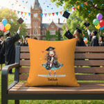 Personalised Quirky Girl Soft Cushion Cover with Name Room Decor Graduation Party Birthday Gift for Girls Graduates