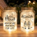Personalised Tree and Mountain Romantic Adventure Couple Mason Jar Light with Names Room Decor Anniversary Gift for Husband Wife Couples