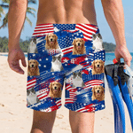 Personalised National Flag Star Hibiscus 1-3 Photos Quick Dry Swim Trunks Beach Shorts Summer Holiday Beach Party Birthday Gift for Dad Grandad Man
