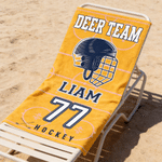 Personalised Ice Hockey Team Themed Quick Dry Oversized Beach Towel with Name Team and Serial Number Travel Birthday Gift for Ice Hockey Players