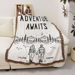 Personalised Line Drawing Adventure Partners For Life Tassel Soft Throw Blanket with Name Home Decor Birthday Anniversary Housewarming Gift for Couple
