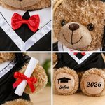 Personalised Graduation Cap Bachelor's Gown Plush Stuffed Teddy Bear with Year and Name Graduation Party Ceremony Gift for Graduates