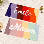 Personalised Classic Stripe Oversized Quick Dry Beach Towel with Name Summer Vacation Beach Party Birthday Gift for Friends Family