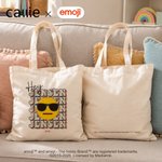 Personalized Playful emoji Scene Canvas Tote Bag with Colour-Blocking Name Daily Use Birthday Gift for Kids Women | Callie × emoji ™