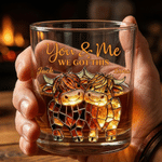 Personalized 10oz Stained Glass Style Highland Cow You and Me We Got This Whisky Glass with Name Wedding Anniversary Gift for Drinkers Couple