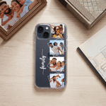Personalized 4 Photos Transparent Phone Case for iPhone with Text Daily Use Anniversary Birthday Gift for New Parents Couples