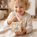 Personalised Initial Cute Animal Pattern Wooden Cube Money Box with Name Kids Room Decor Birthday Children's Day Gift for Boys Girls