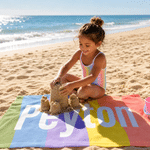 Personalised Classic Stripe Oversized Quick Dry Beach Towel with Name Summer Vacation Beach Party Birthday Gift for Friends Family