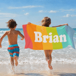 Personalised Classic Stripe Oversized Quick Dry Beach Towel with Name Summer Vacation Beach Party Birthday Gift for Friends Family