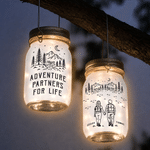 Personalised Tree and Mountain Romantic Adventure Couple Mason Jar Light with Names Room Decor Anniversary Gift for Husband Wife Couples