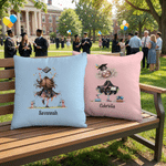 Personalised Quirky Girl Soft Cushion Cover with Name Room Decor Graduation Party Birthday Gift for Girls Graduates