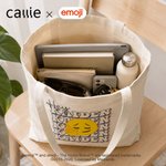 Personalized Playful emoji Scene Canvas Tote Bag with Colour-Blocking Name Daily Use Birthday Gift for Kids Women | Callie × emoji ™