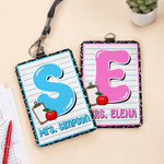 Personalized Multicolour Notebook ID Card Holder with Initial and Text Teacher's Day Birthday Gift for Teacher