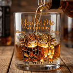 Personalized 10oz Stained Glass Style Highland Cow You and Me We Got This Whisky Glass with Name Wedding Anniversary Gift for Drinkers Couple