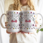 Personalised Hands Are Full Heart Floral 11 oz 15 oz Ceramic Mug with Name Birthday Anniversary Gift for Mum Gran