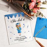 Personalised He/She Did It Cartoon Character Acrylic Plaque with Base and Name Desk Decor Graduation Anniversary Gift for Graduate Student