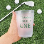 Personalised Hole in One Golf Cart Set of 10 Disposable Frosted Plastic Cups with Name Birthday Party Gift for New Parents