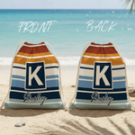 Personalised Striped Drawstring Beach Backpack with Name and Initial Beach Party Birthday Gift for Friends Adults