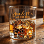 Personalized 10oz Stained Glass Style Highland Cow You and Me We Got This Whisky Glass with Name Wedding Anniversary Gift for Drinkers Couple