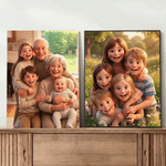 Personalized Modern Cartoon Pixar Style Photo Canvas Prints Home Wall Decor Ship from USA Birthday Anniversary Gift for Family Friends