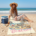 Personalised Hippie Style Skull Oversized Quick Dry Beach Towel with Name Summer Holiday Beach Party Gift for Family Friends