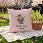 Personalised Quirky Girl Soft Cushion Cover with Name Room Decor Graduation Party Birthday Gift for Girls Graduates
