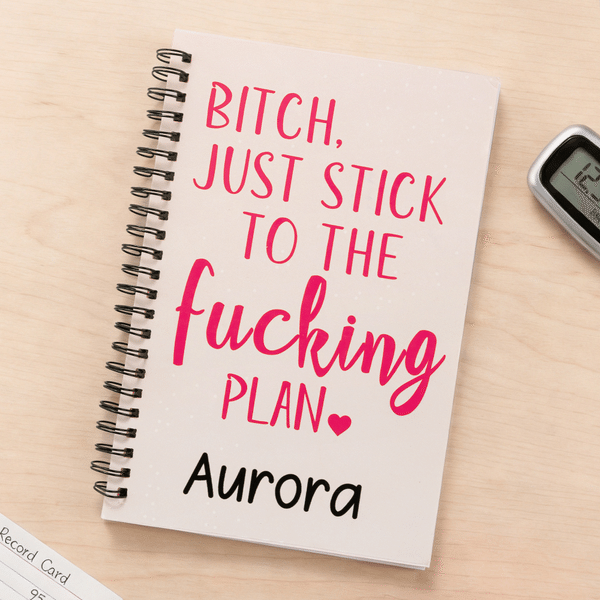 Personalized Love Heart Funny Text Spiral Notebook with Name Daily Use Sports Gift for Friend Fitness People