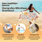 Personalisiertes großes Retro-Blumen Magnet-Strandtuch | schnelltrocknend | mit Namen | Outdoor Handtuch | Sommer Geburtstag Geschenk für Frauen