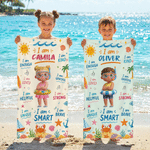 Personalized Cute Cartoon Diving Character Oversized Quick Dry Beach Towel with Name Beach Party Birthday Gift for Kids
