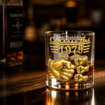 Personalised Classic Dad Fist 10 oz Old Fashioned Rock Whisky Glass with Names Father's Day Birthday Gift for Man Whisky Lover