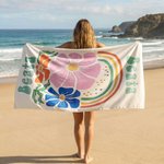 Personalizowany szybkoschnący duży ręcznik plażowy z kolorowym kwiatowym wzorem i imieniem niezbędnik podróżny prezent urodzinowy wakacyjny dla kobiet