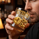 Personalised Classic Dad Fist 10 oz Old Fashioned Rock Whisky Glass with Names Father's Day Birthday Gift for Man Whisky Lover