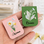 Personalised Birth Flower Magnetic PU Leather Bookmark Clip with Name Birthday Graduation Book Club Gift for Book Lover Bookworm