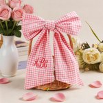 Personalized Pink Gingham 100% Cotton Bow Wreath Sash with Initial or Monogram Front Door Decor Valentine's Day Anniversary Gift for Couples