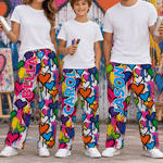 Personalisierte Pyjamahose im Graffiti-Stil mit Herzmotiv buntem Namen und Kordelzug Alltagskleidung Geburtstag Geschenk für Familie Kinder