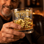 Personalised Classic Dad Fist 10 oz Old Fashioned Rock Whisky Glass with Names Father's Day Birthday Gift for Man Whisky Lover