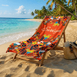 Individuell gestaltetes, farbenfrohes Strandtuch im Folk-Art-Stil mit Blumenmuster, übergroß und schnell trocknend – mit Namen – Geschenk für den Sommerurlaub, die Poolparty oder für eine Freundin