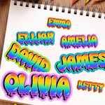 Personalized Multicolour Graffiti Name Waterproof Stickers Labels Back to School Birthday Gift for Boys Girls