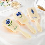Personalized Starry Sky Birth Flower Hair Brush Anti-Static Massage Comb with Name and Ribbon Makeup Tool Daily Use Birthday Gift for Women Girls