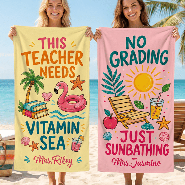 Personalized Beach Chair Palm Tree Quick Dry Oversized Beach Towel with Name Beach Party Birthday Gift for Teacher Woman