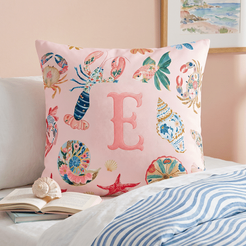 Funda de cojín mullida personalizada con estampado de animales marinos (estrella de mar) e iniciales; decoración para el hogar; ideal como regalo de verano, para una fiesta en la piscina o de cumpleañ
