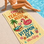 Personalized Beach Chair Palm Tree Quick Dry Oversized Beach Towel with Name Beach Party Birthday Gift for Teacher Woman