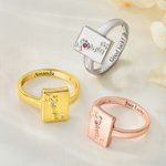 Personalized Joker Mahjong Birthstone Ring with Name Mahjong Night Anniversary Birthday Graduation Gift for Her