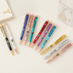 Personalised Flat Illustration Birth Flower Glitter Liquid Sand Ballpoint Pen with Name Graduation Birthday Wedding Gift for Women Students  Teachers