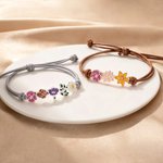 Personalized Adjustable 1-8 Birth Flowers Bracelet Dainty Jewelry Birthday Anniversary Gift for Mom Grandma