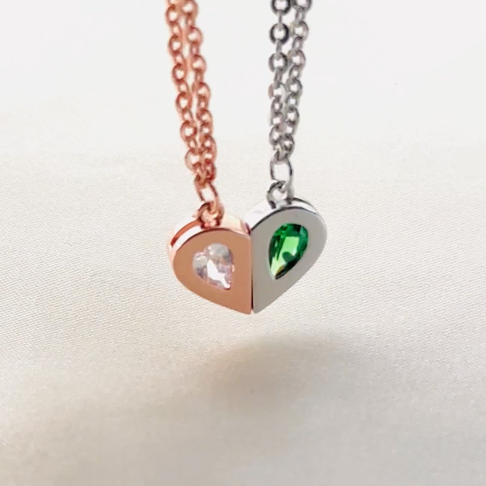 Personalised Birthstone Heart Magnetic Couple Bracelets Matching Promise Jewellery Set Anniversary Birthday Gift for Girlfriend Boyfriend Lover 5