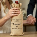 Personalised Wedding Theme Drawstring Wine Bag with Text Name and Year Wedding Engagement Party Gift for Bride Groom Couple