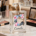 Personalised Watercolour Floral Initial Refillable Perfume Bottle with Name Daily Use Bridal Party Keepsake Birthday Gift for Woman Bride Bridesmaid