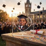 Personalised 3D Cartoon Graduate Character Square Acrylic Plaque with Name Year and School Desk Decor Birthday Graduation Gift for Graduates